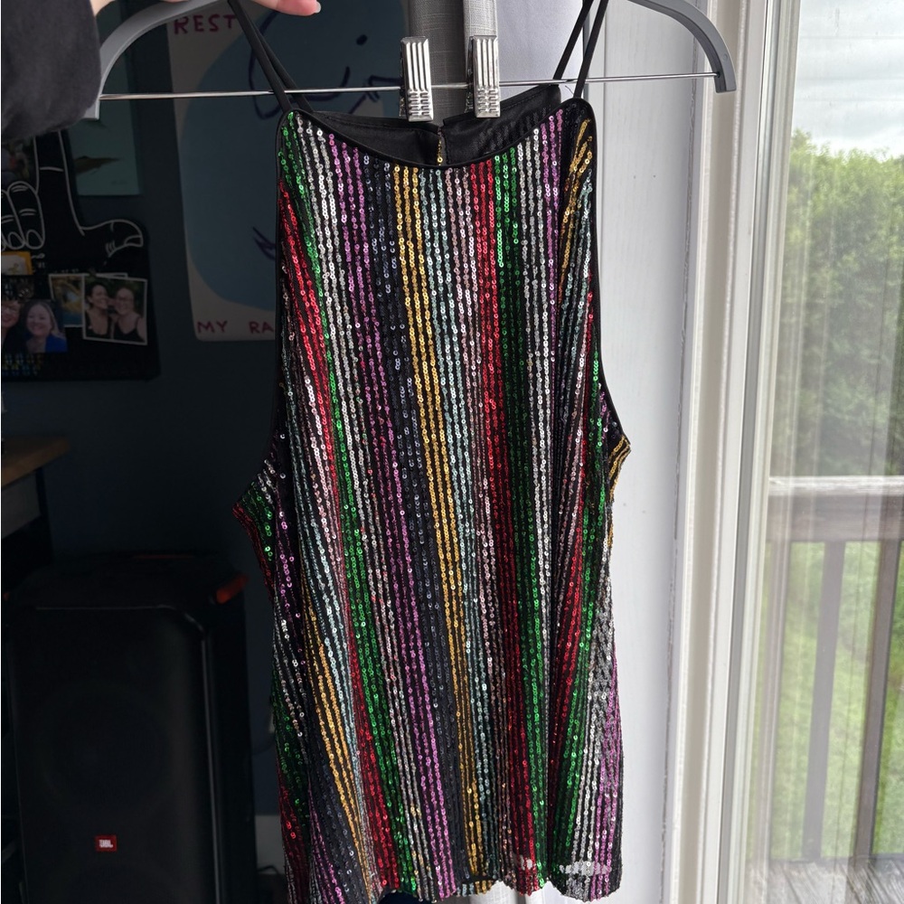 Multi-color Sequin Striped Top